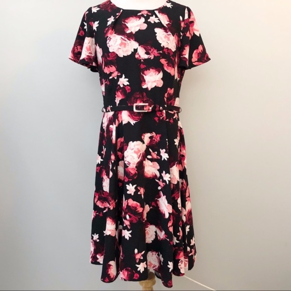 Eva Mendes for New York & Company Floral Dress - Black and Pink - Picture 1 of 8